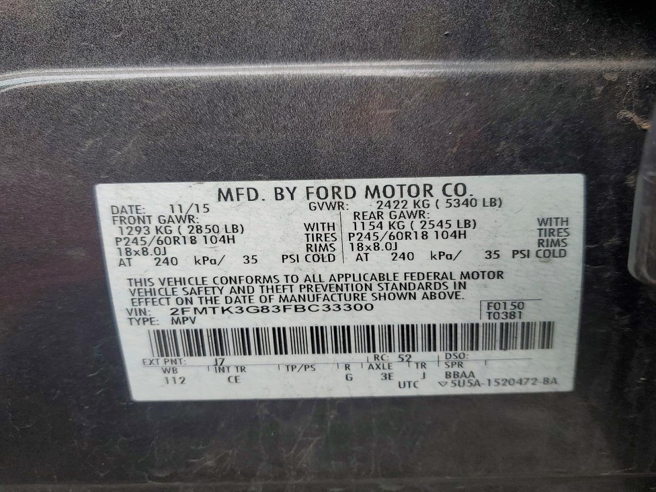 2015 FORD EDGE SE photo 14