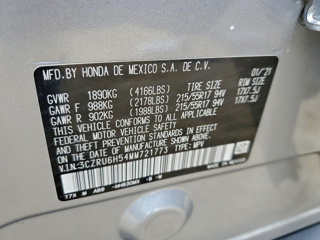 2021 HONDA HR-V EX photo 14