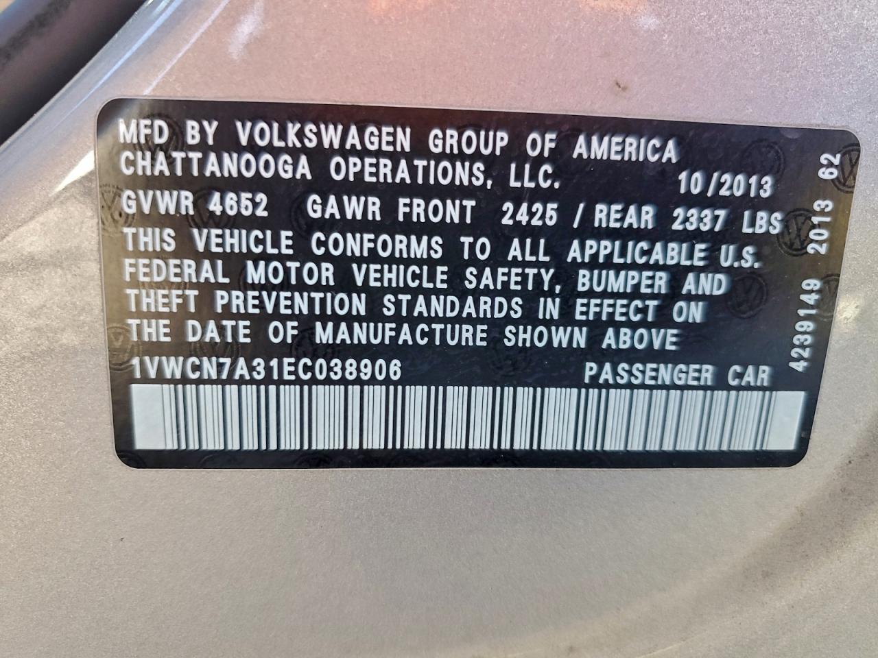 2014 VOLKSWAGEN PASSAT SEL photo 13