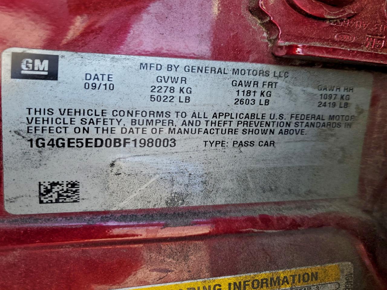 2011 BUICK LACROSSE CXS photo 12
