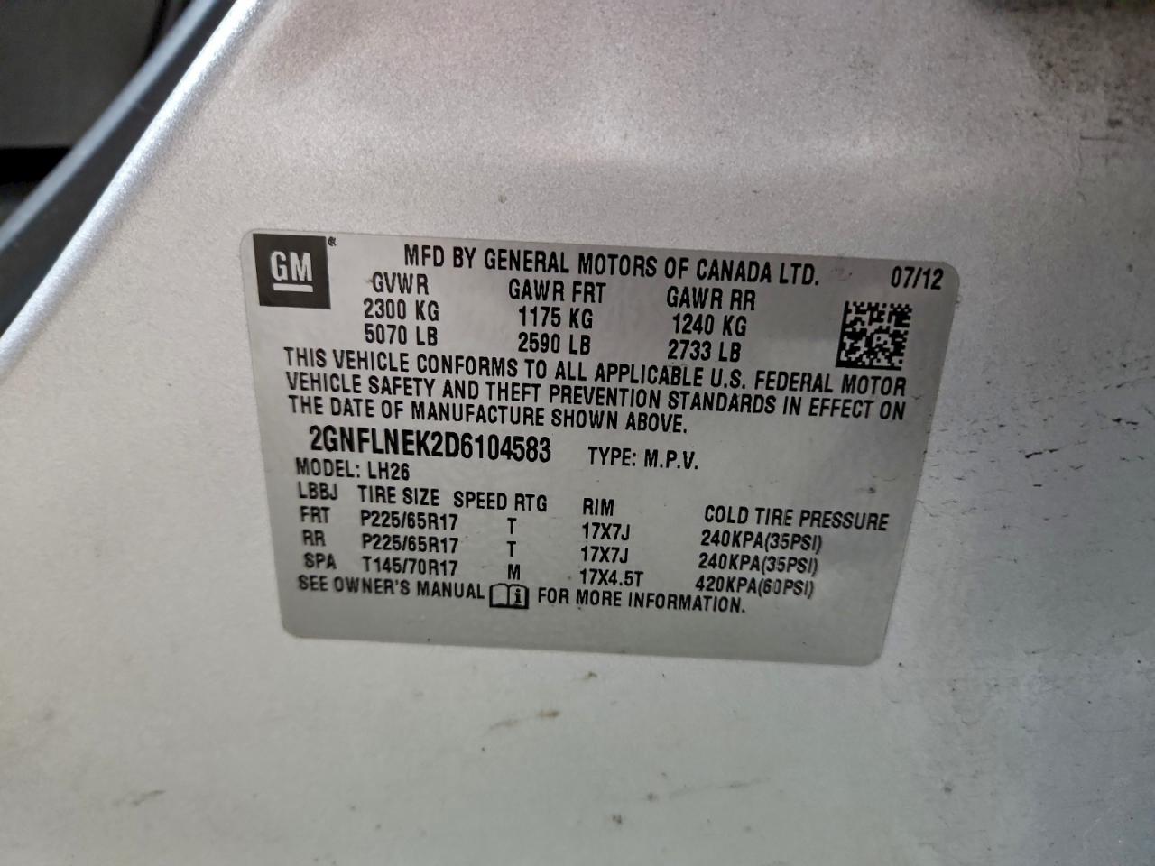 2013 CHEVROLET EQUINOX LT photo 14