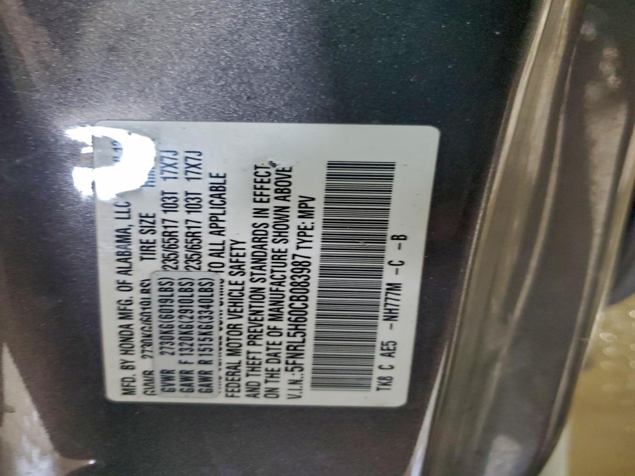 2012 HONDA ODYSSEY EXL photo 13