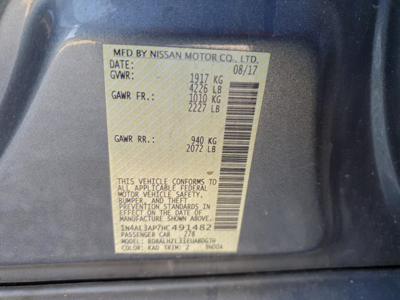 2017 NISSAN ALTIMA 2.5 photo 13