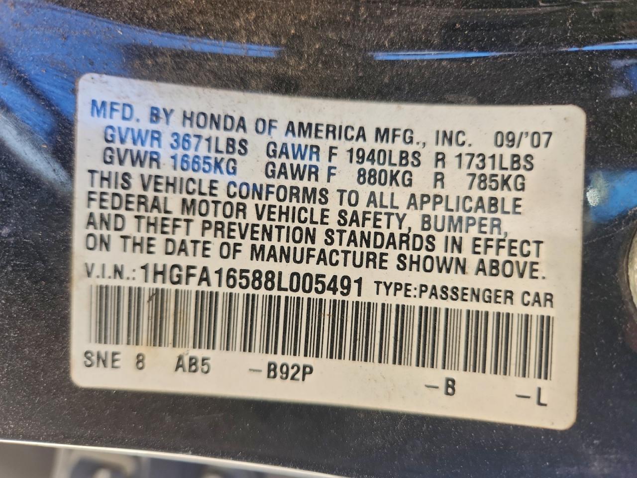 2008 HONDA CIVIC LX photo 13