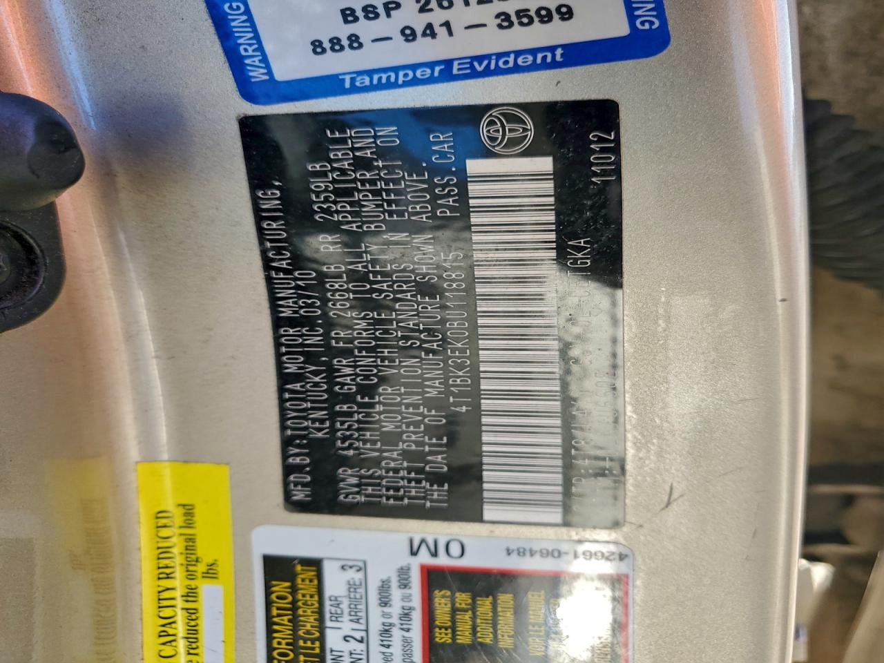 2011 TOYOTA CAMRY SE photo 12