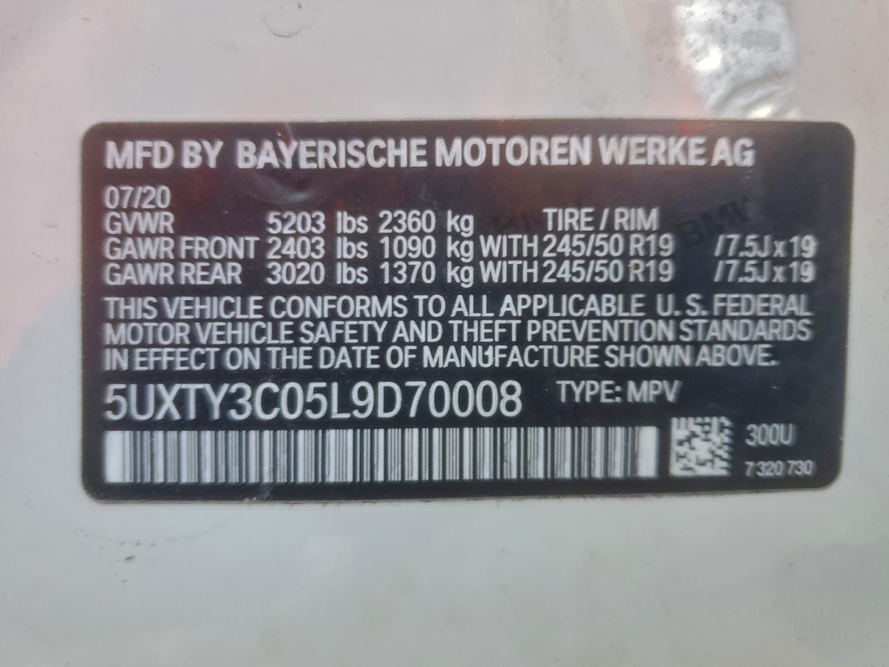 2020 BMW X3 SDRIVE30I photo 12
