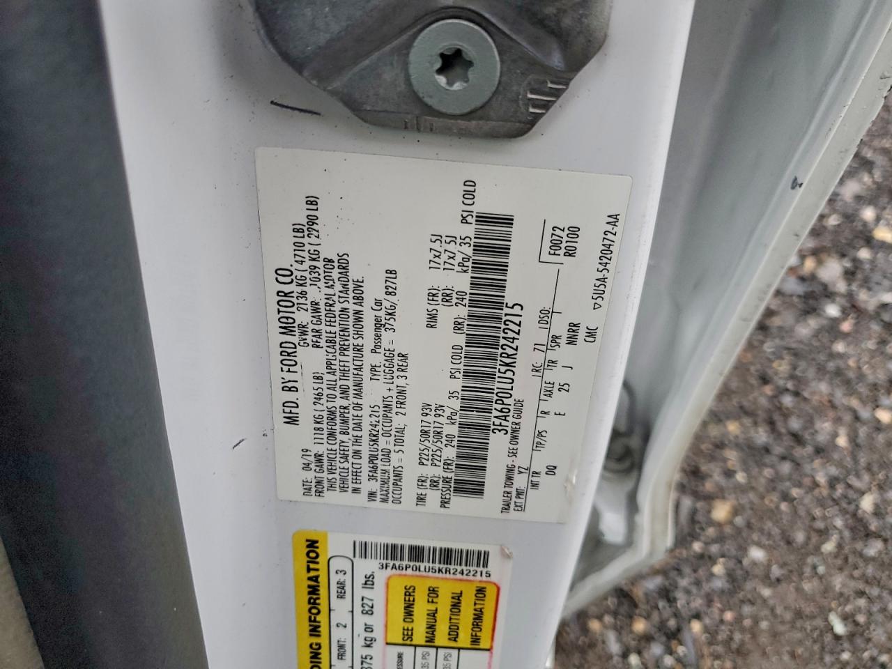 2019 FORD FUSION SE photo 23