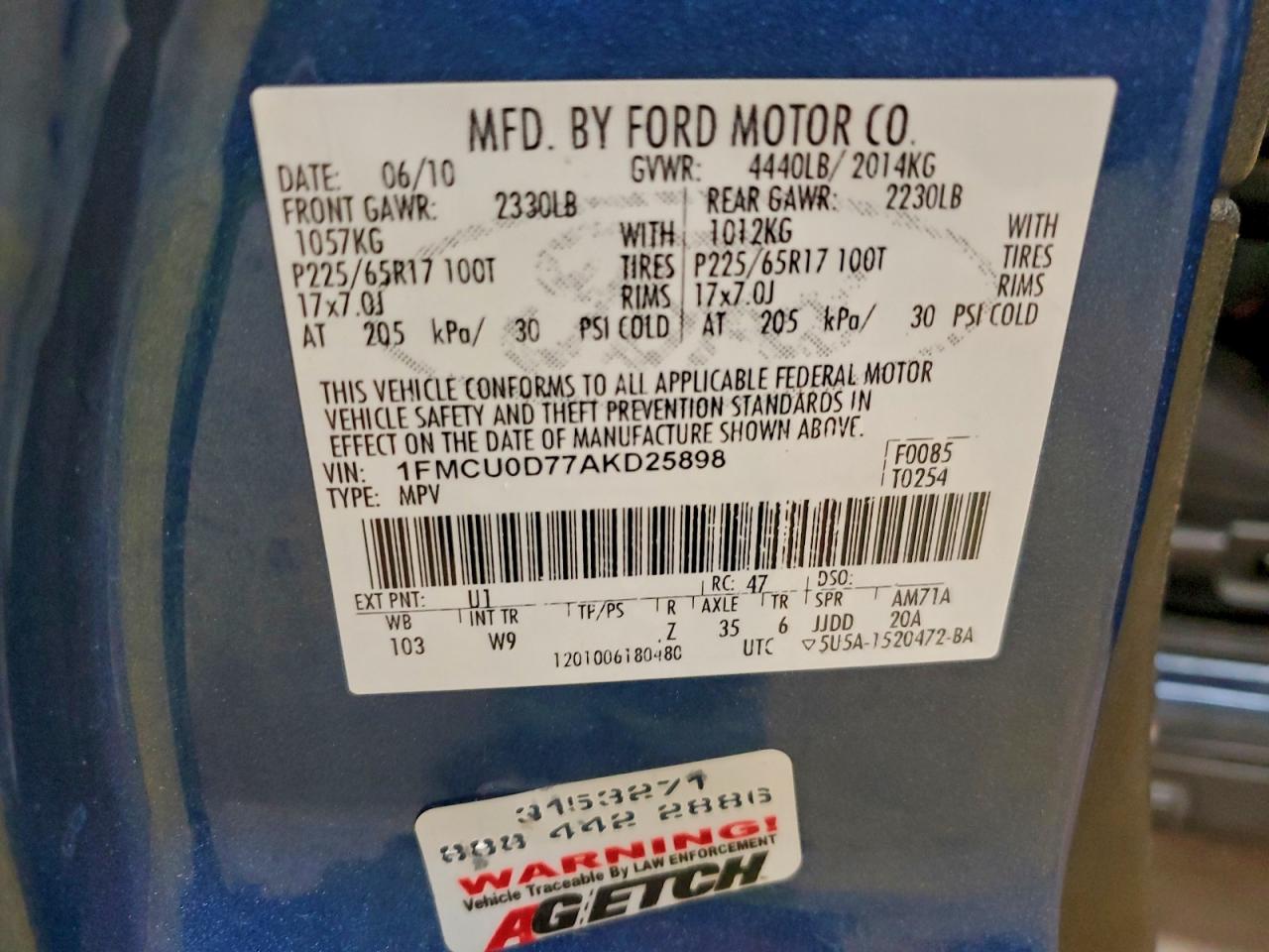 2010 FORD ESCAPE XLT photo 25