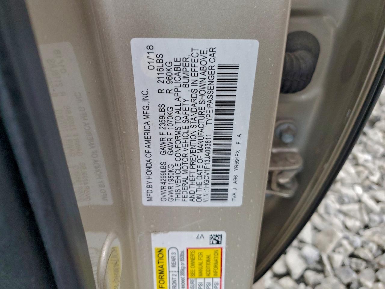 2018 HONDA ACCORD LX photo 13