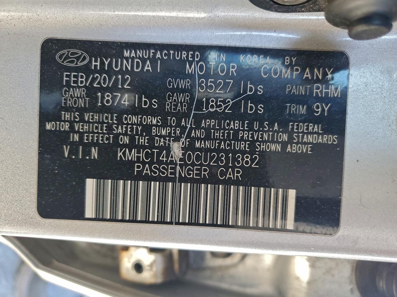 2012 HYUNDAI ACCENT GLS photo 12