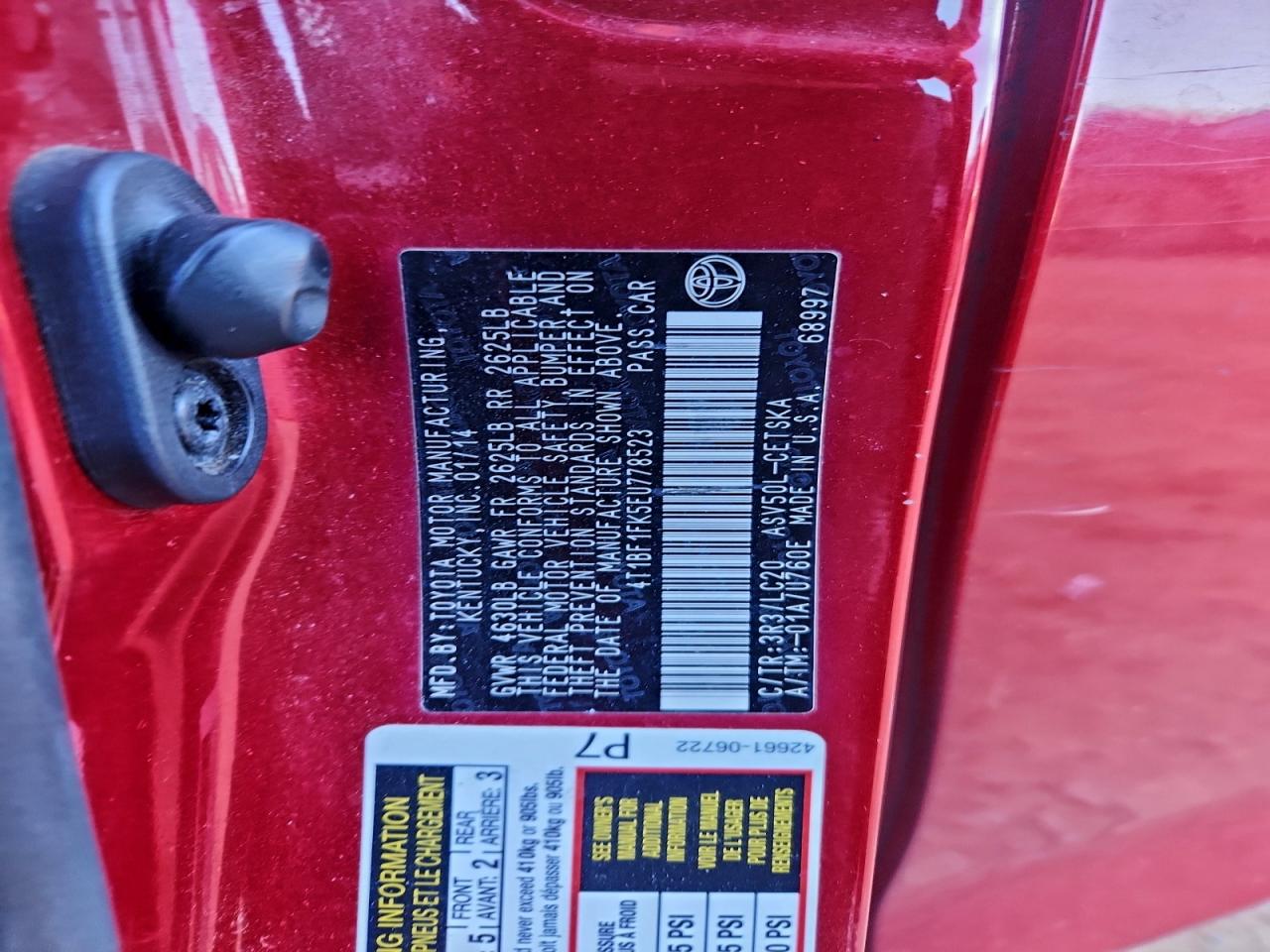 2014 TOYOTA CAMRY L photo 13