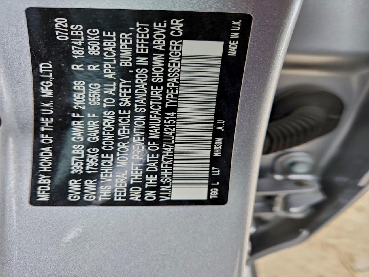 2020 HONDA CIVIC SPORT photo 12