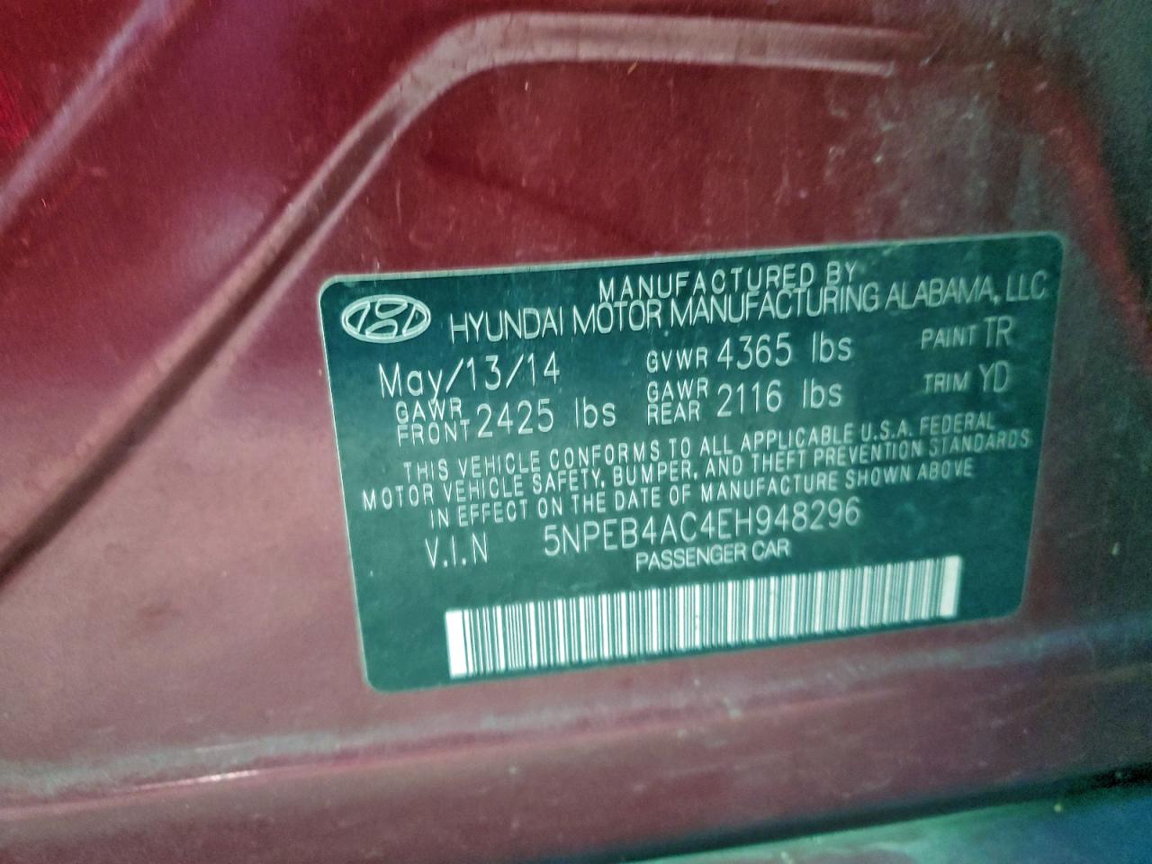 2014 HYUNDAI SONATA GLS photo 13