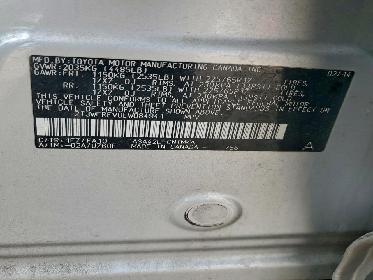 2014 TOYOTA RAV4 XLE photo 12
