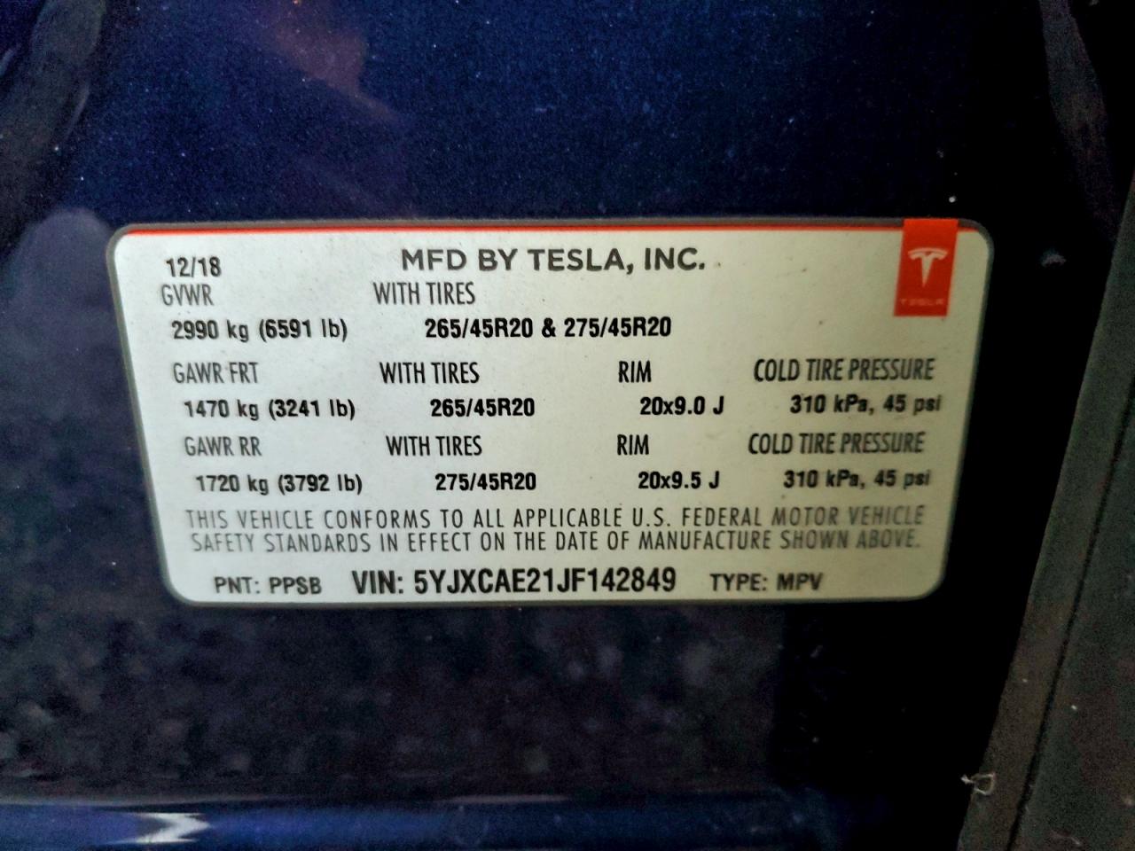 2018 TESLA MODEL X photo 14
