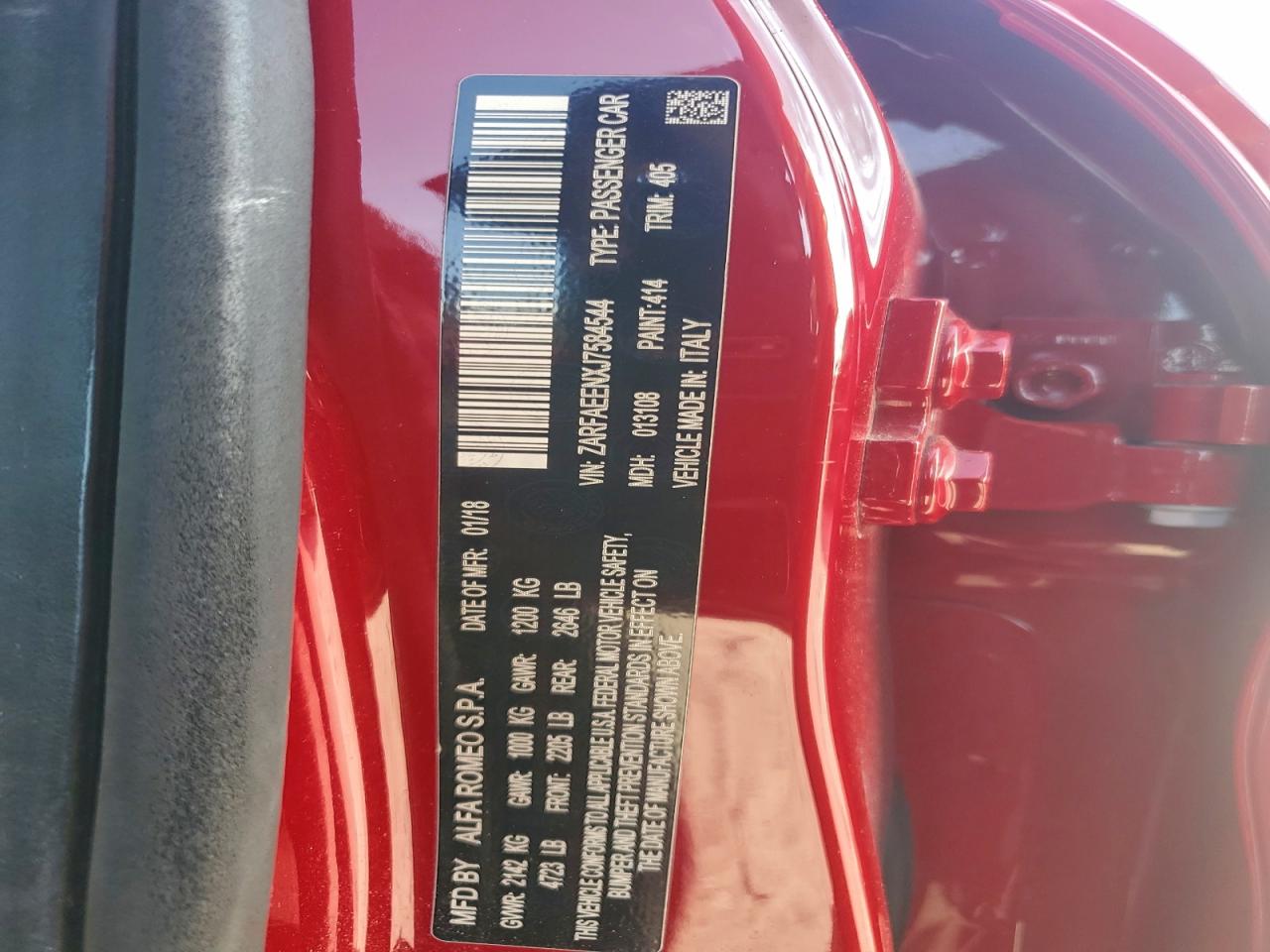 2018 ALFA ROMEO GIULIA TI Q4 photo 13