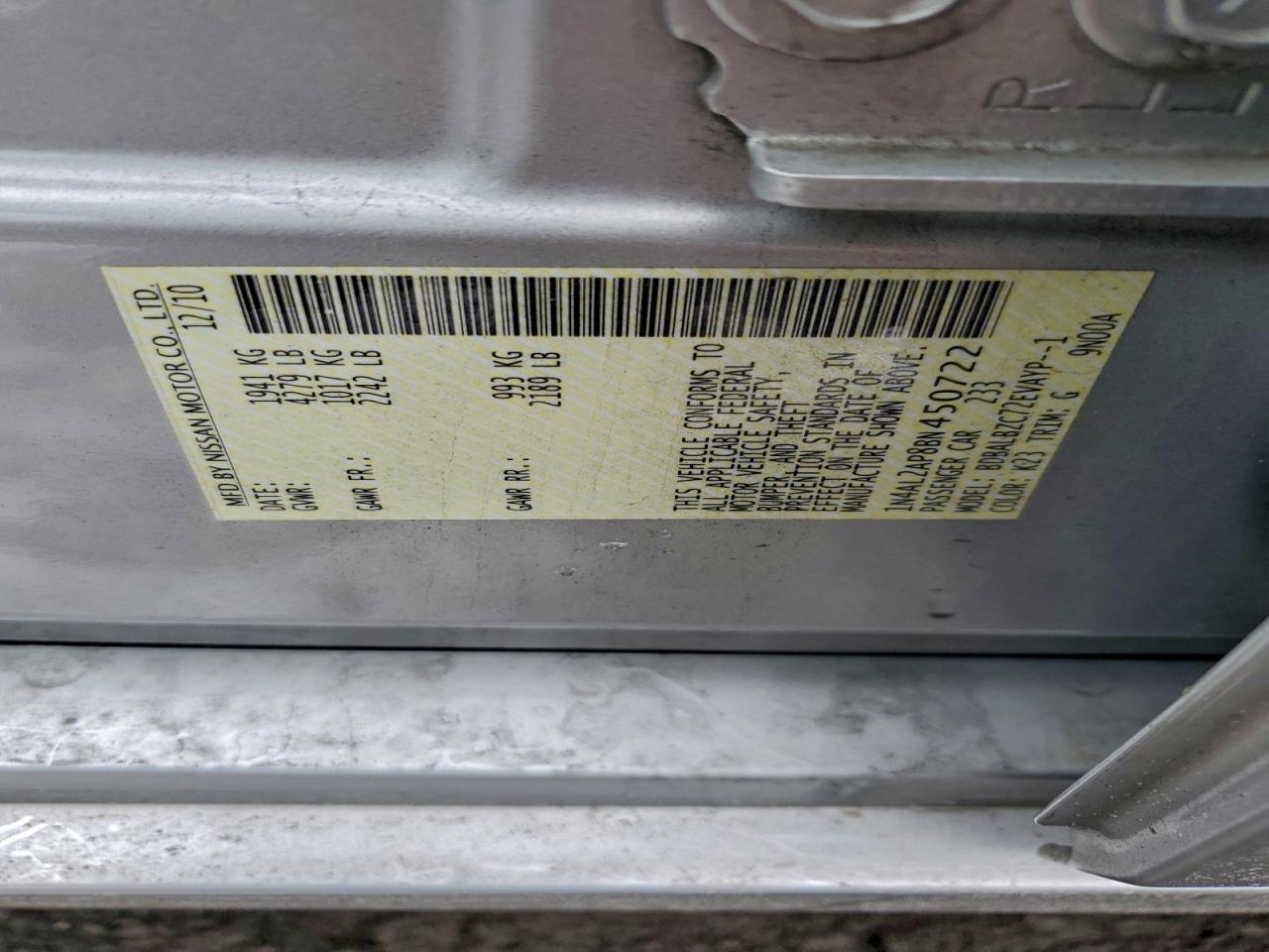 2011 NISSAN ALTIMA BASE photo 12