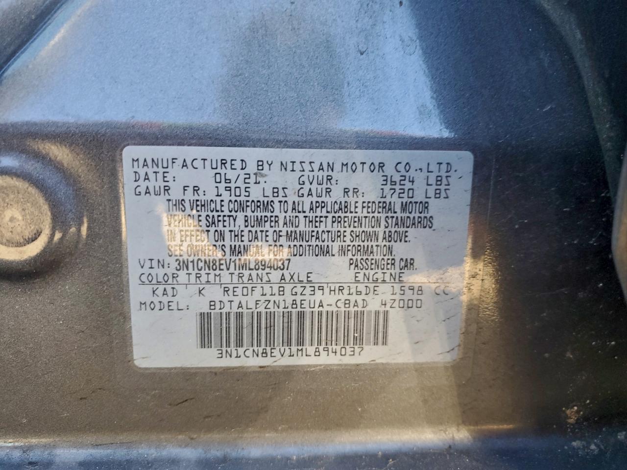 2021 NISSAN VERSA SV photo 12