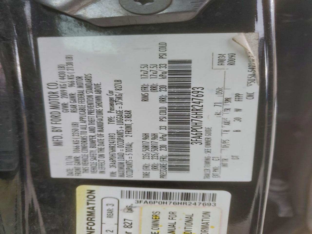 2017 FORD FUSION SE photo 13