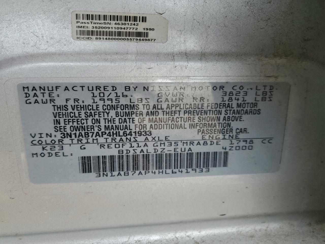 2017 NISSAN SENTRA S photo 12