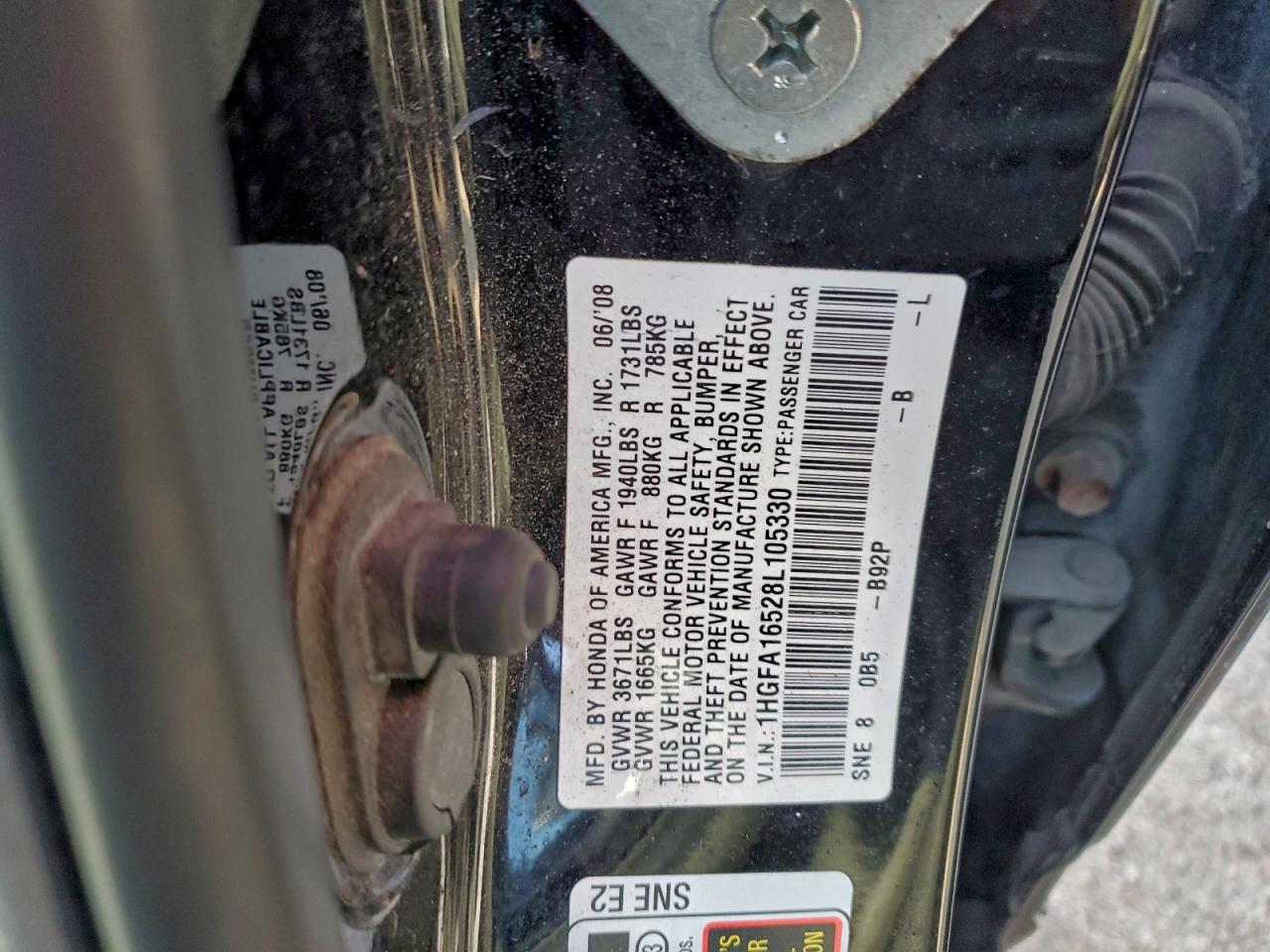 2008 HONDA CIVIC LX photo 12