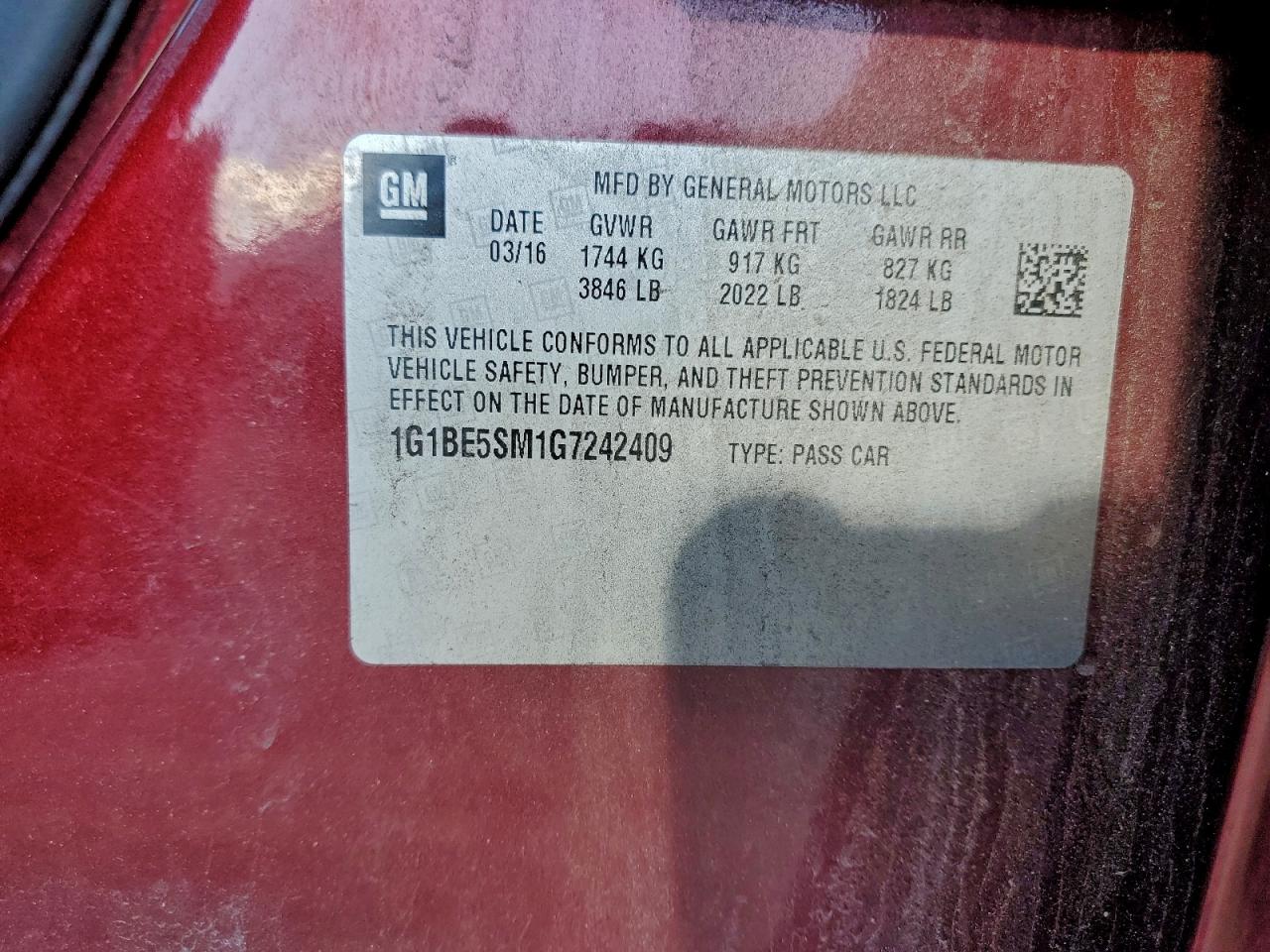 2016 CHEVROLET CRUZE LT photo 34