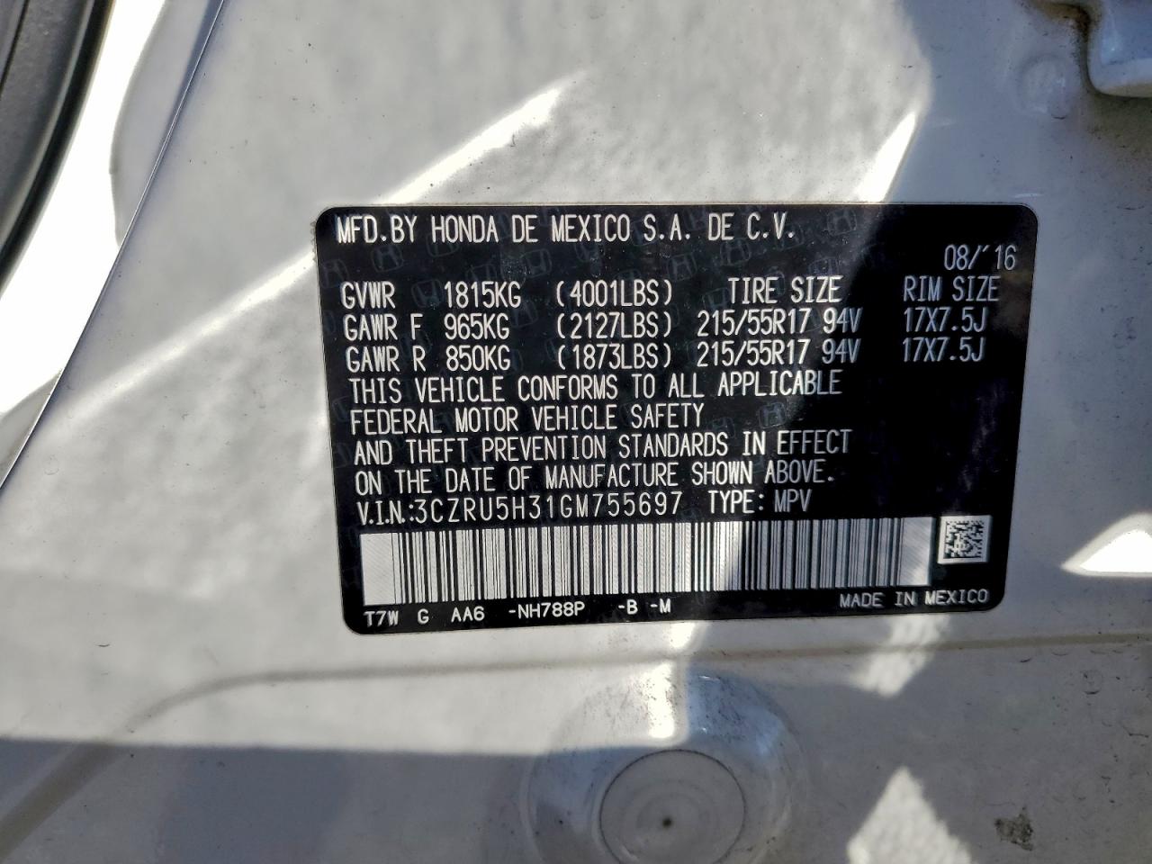 2016 HONDA HR-V LX photo 13