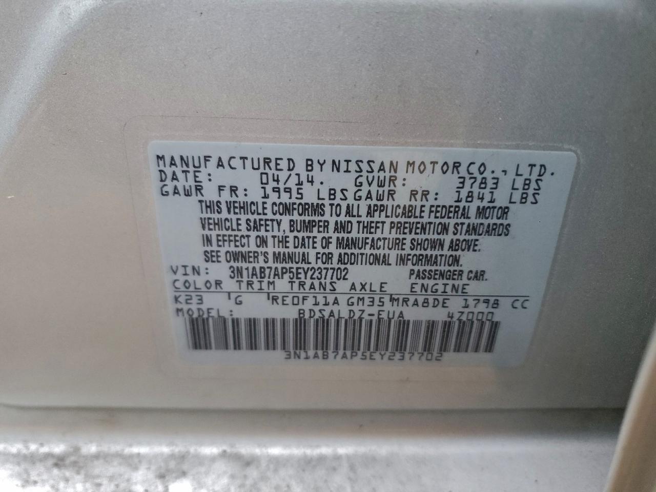 2014 NISSAN SENTRA S photo 12