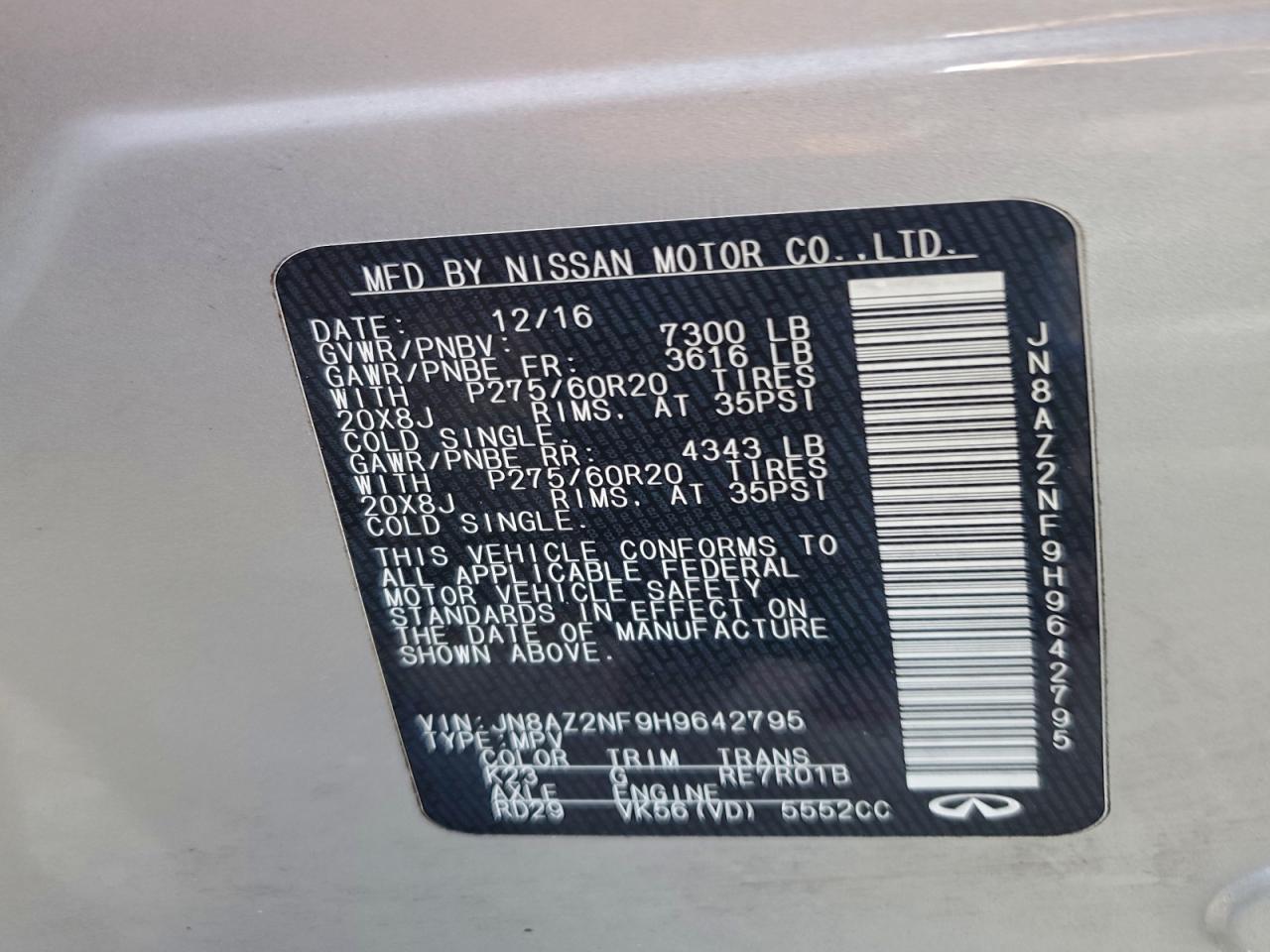 2017 INFINITI QX80 BASE photo 14