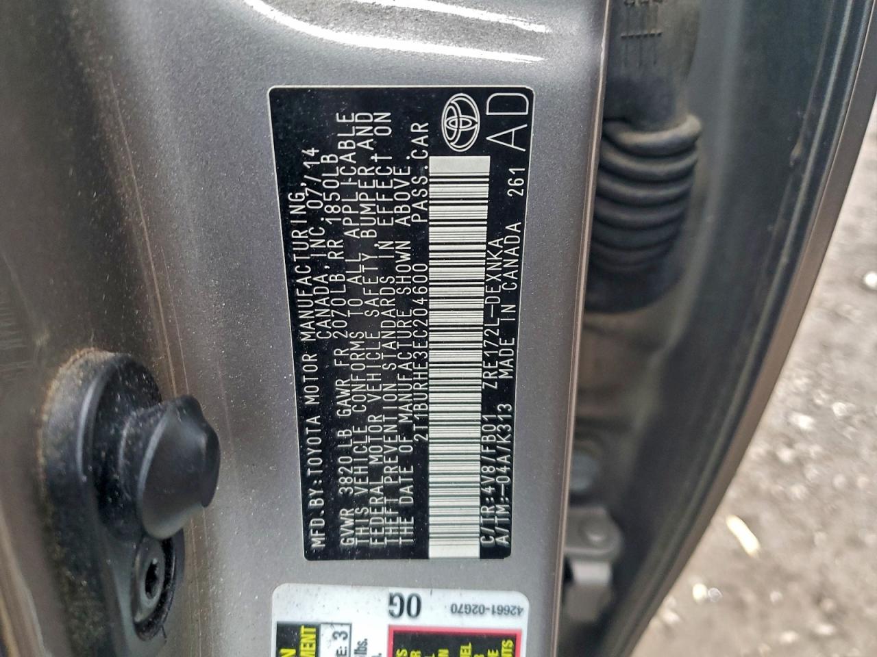 2014 TOYOTA COROLLA L photo 12
