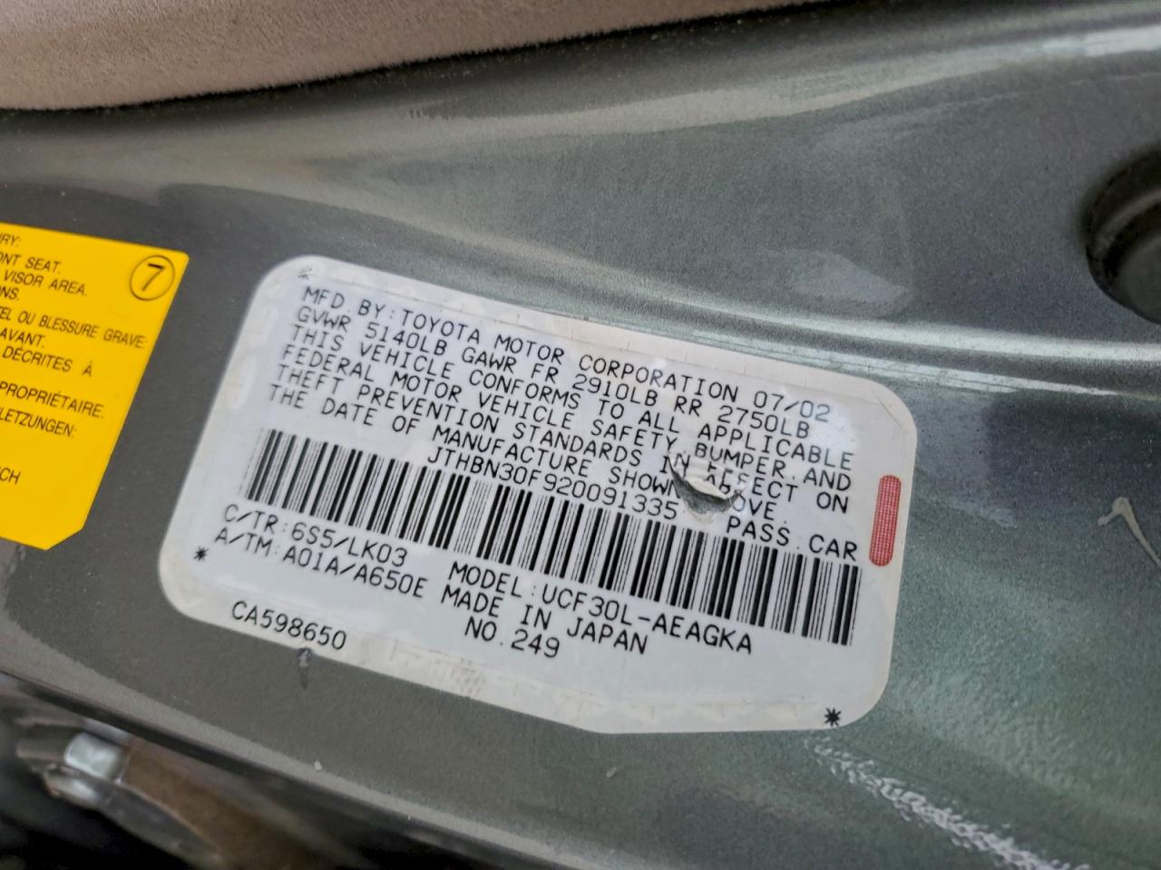 2002 LEXUS LS 430 photo 12