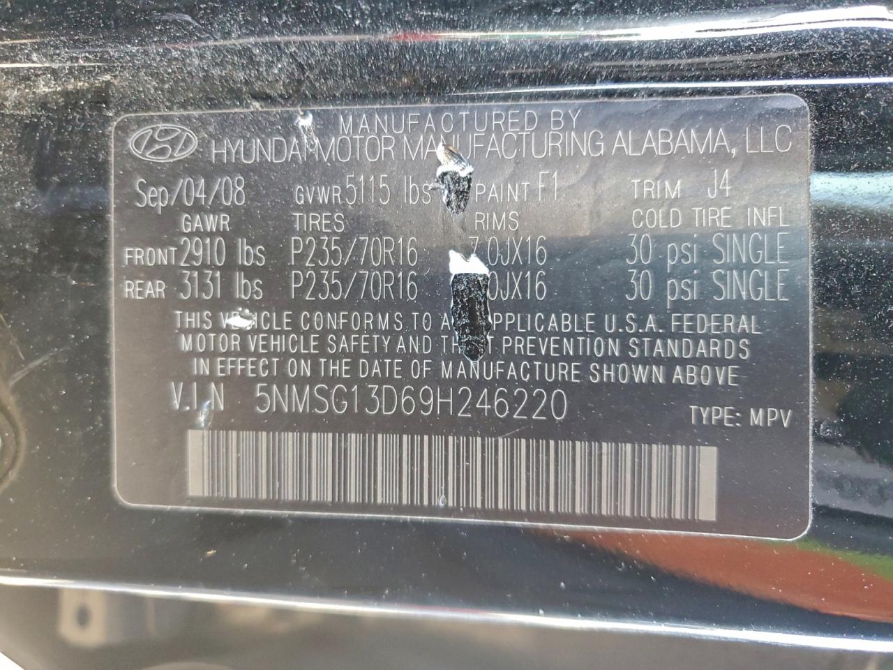 2009 HYUNDAI SANTA FE GLS photo 13