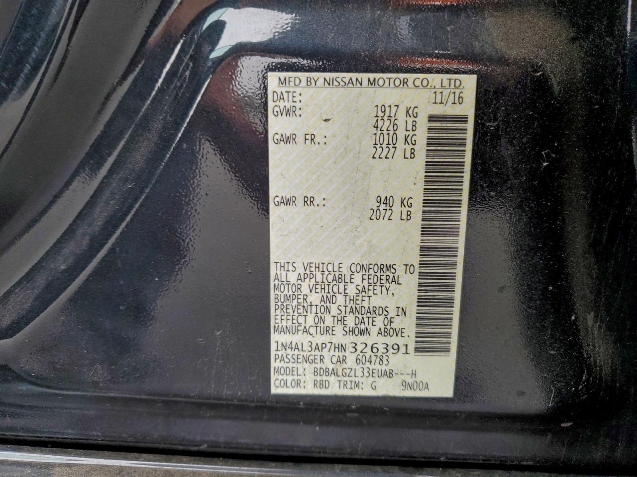 2017 NISSAN ALTIMA 2.5 photo 12