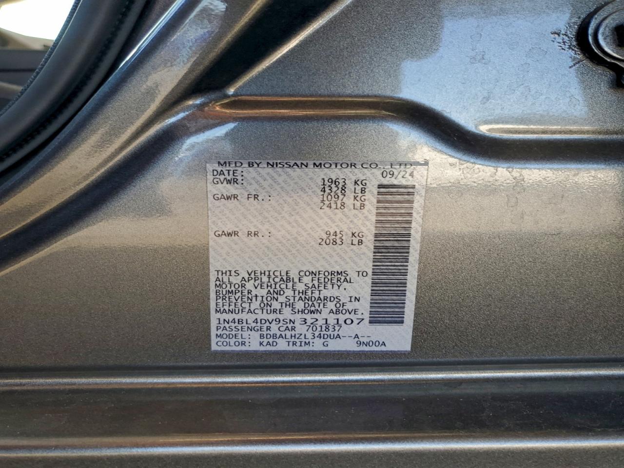 2025 NISSAN ALTIMA SV photo 23
