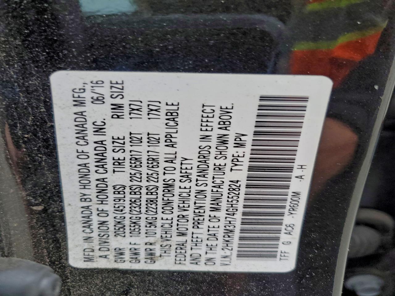 2016 HONDA CR-V EXL photo 14
