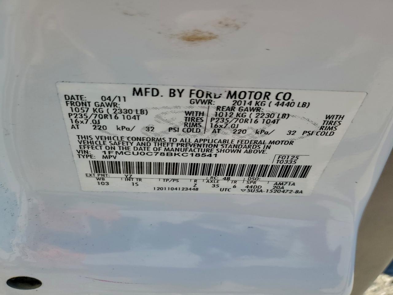 2011 FORD ESCAPE XLS photo 13