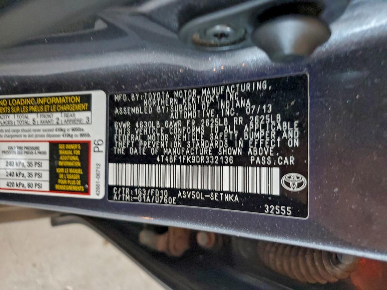 2013 TOYOTA CAMRY L photo 12