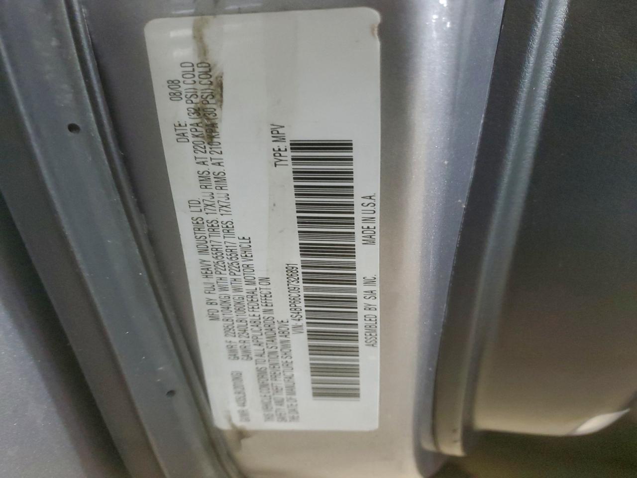 2009 SUBARU OUTBACK 2.5I LIMITED photo 12