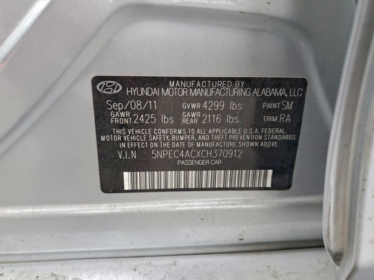 2012 HYUNDAI SONATA SE photo 12