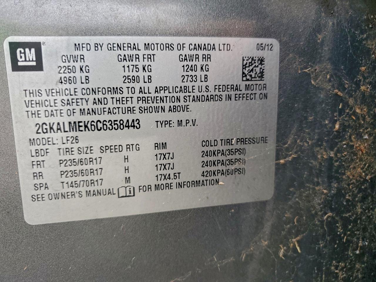 2012 GMC TERRAIN SLE photo 13