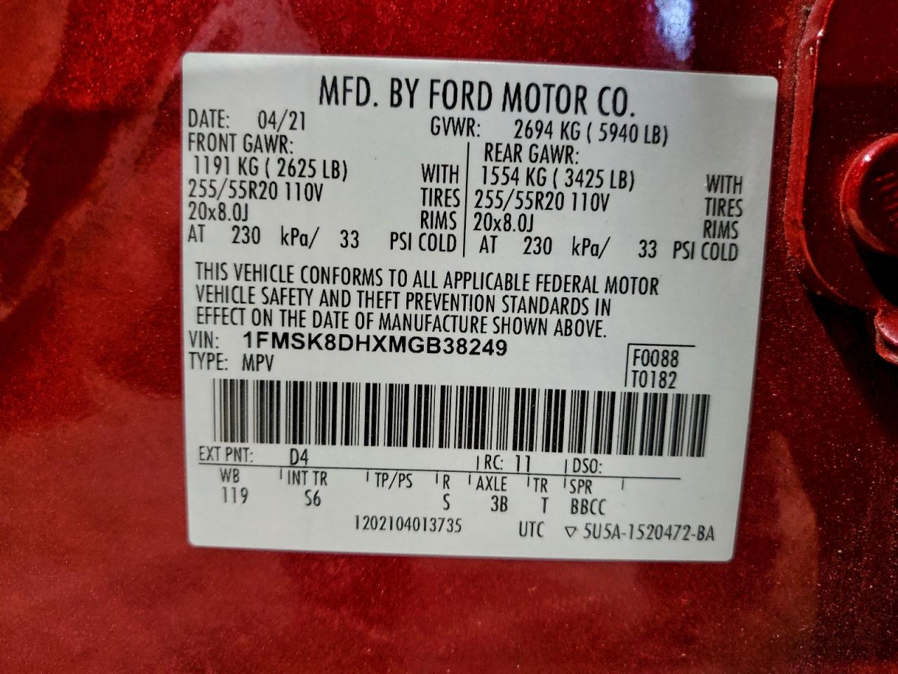 2021 FORD EXPLORER XLT photo 13