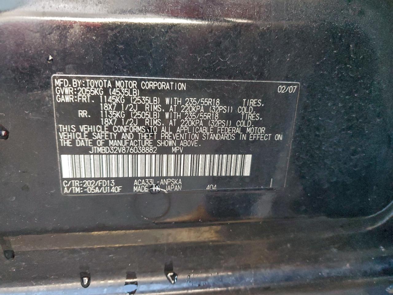 2007 TOYOTA RAV4 SPORT photo 13