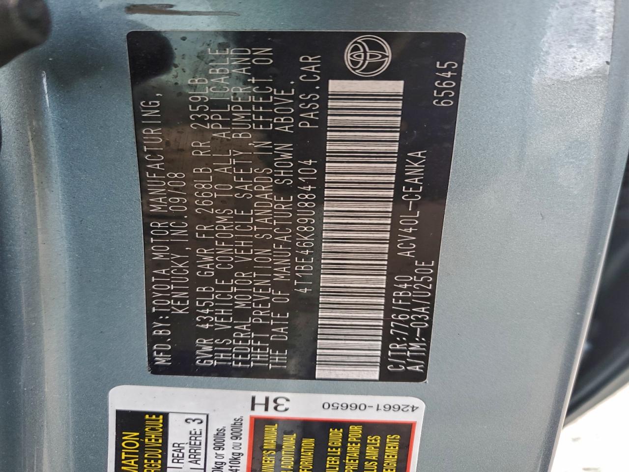 2009 TOYOTA CAMRY BASE photo 13