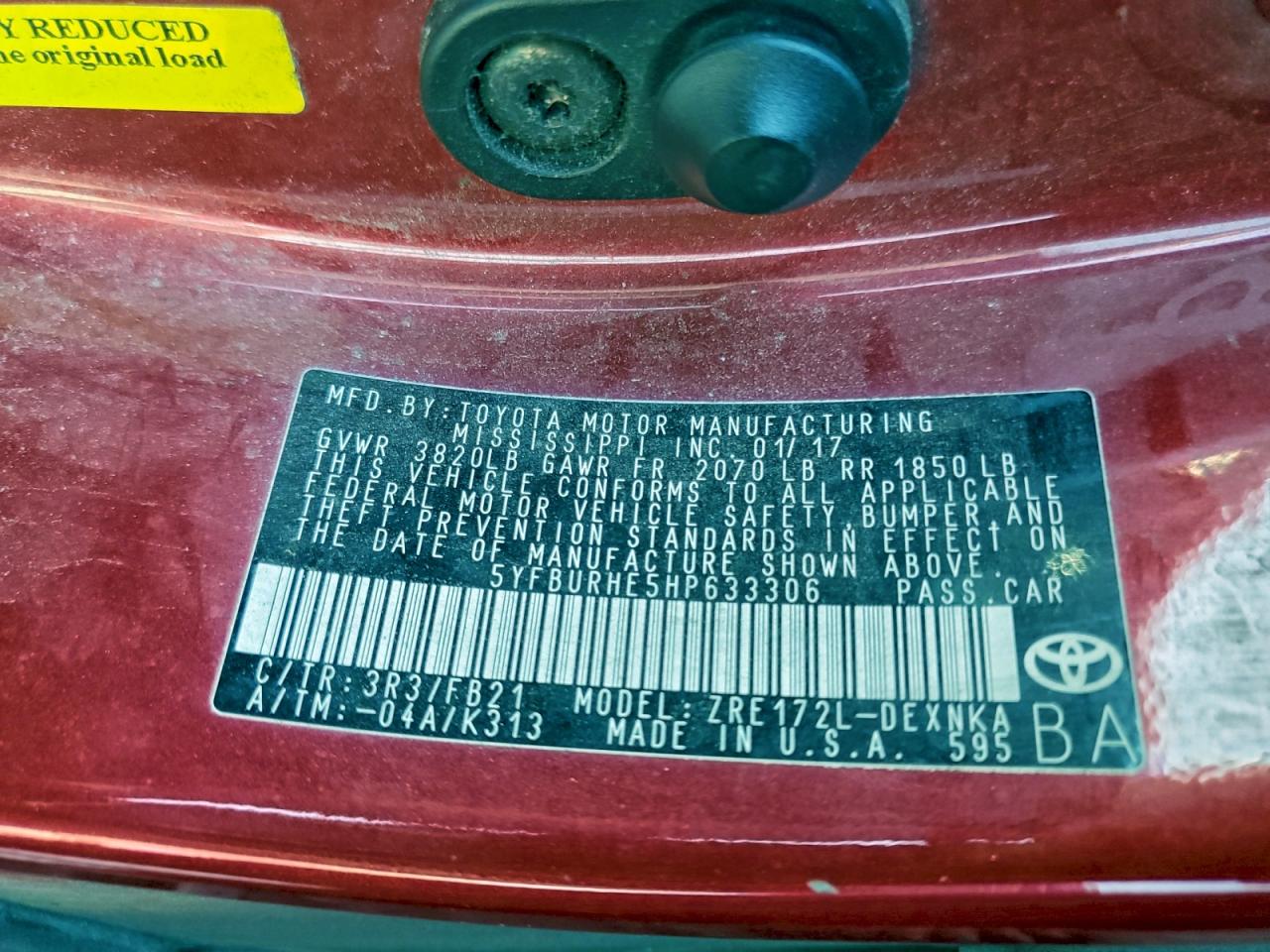 2017 TOYOTA COROLLA L photo 12