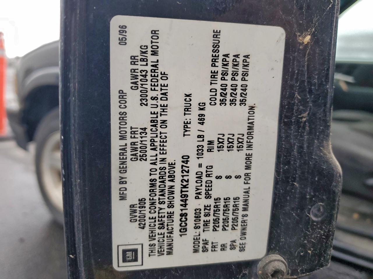 1996 CHEVROLET S TRUCK S10 photo 12