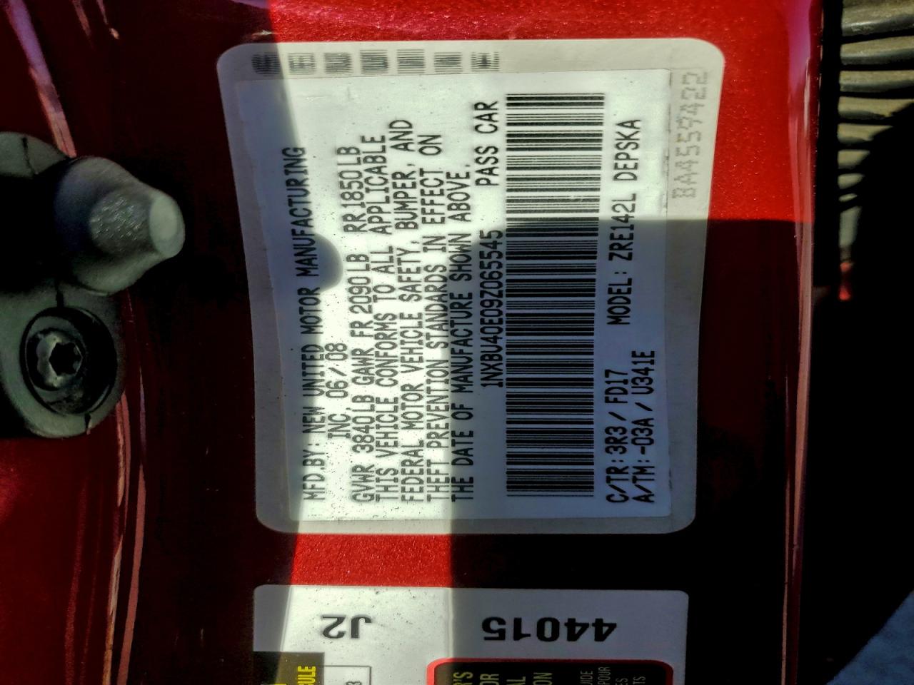 2009 TOYOTA COROLLA BASE photo 12