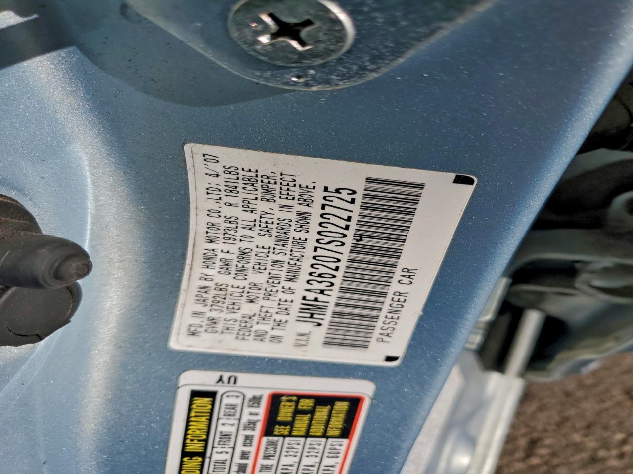 2007 HONDA CIVIC HYBRID photo 12