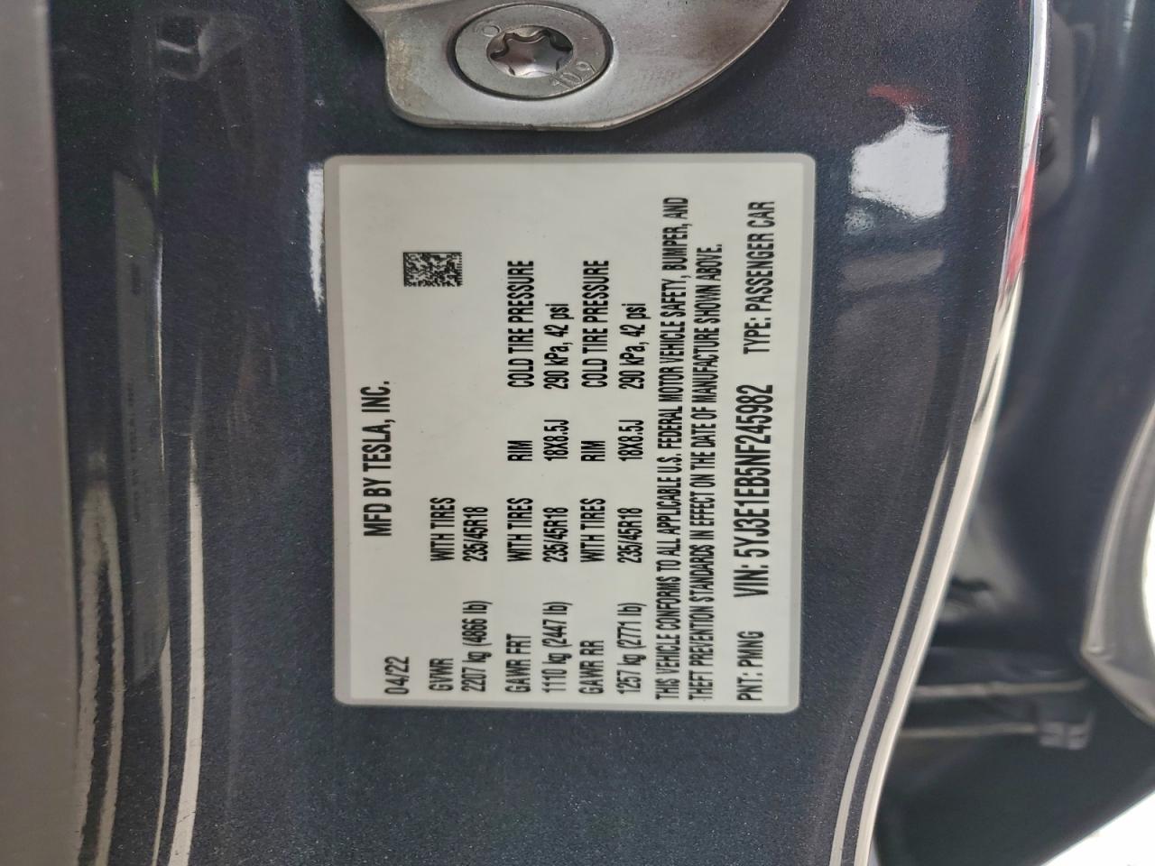 2022 TESLA MODEL 3 photo 12