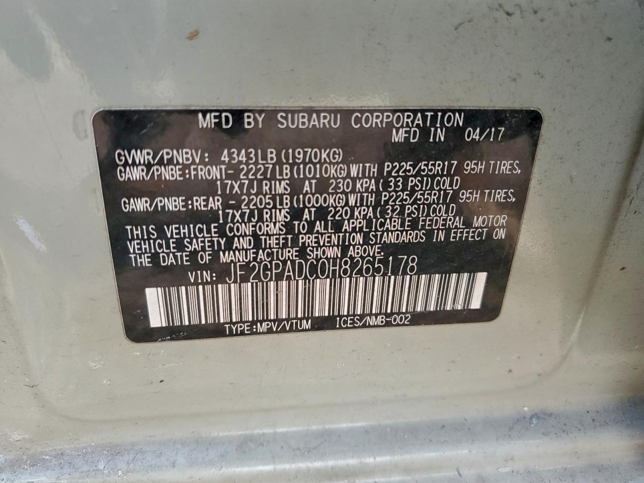2017 SUBARU CROSSTREK PREMIUM photo 13