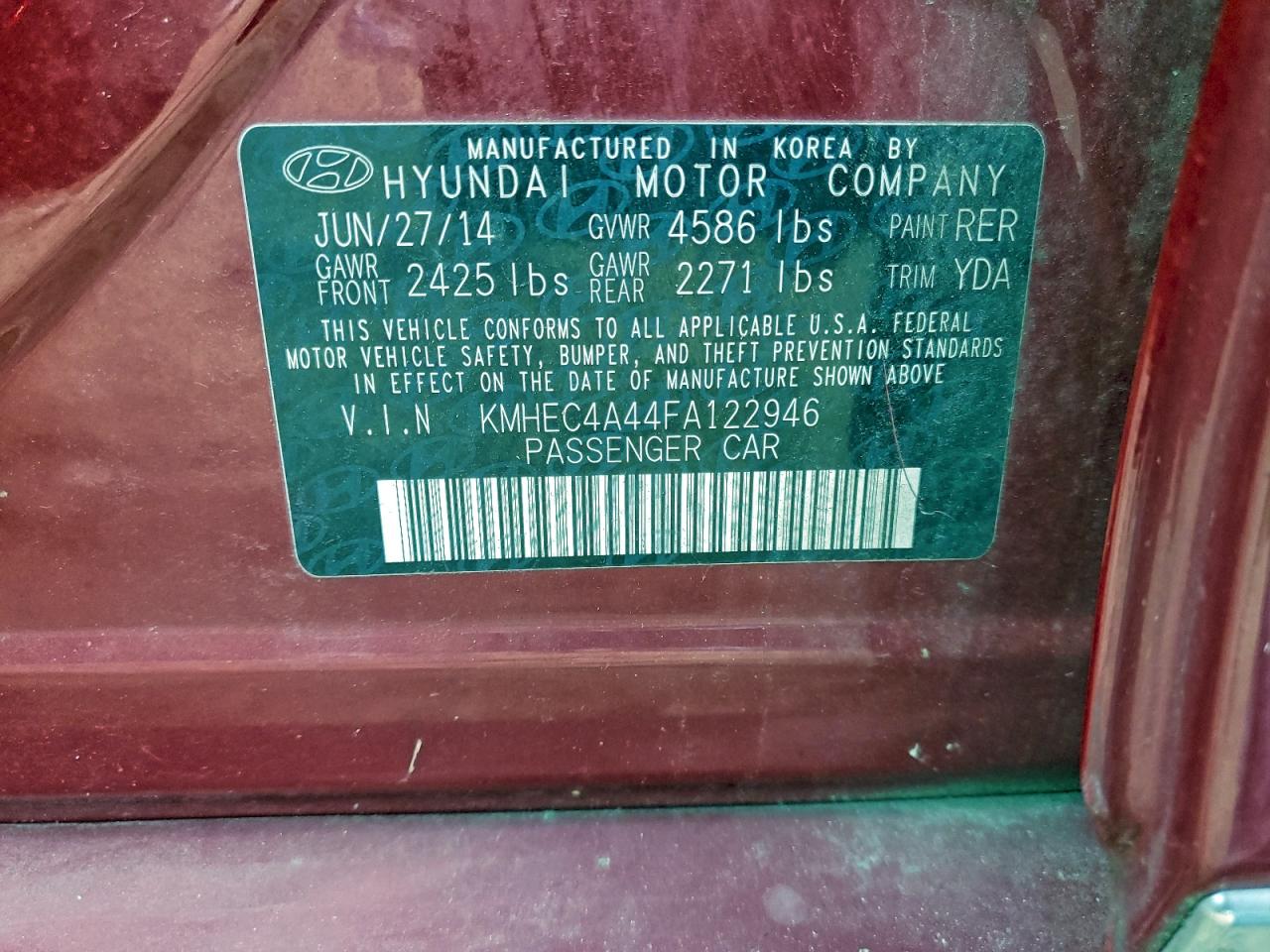 2015 HYUNDAI SONATA HYBRID photo 12